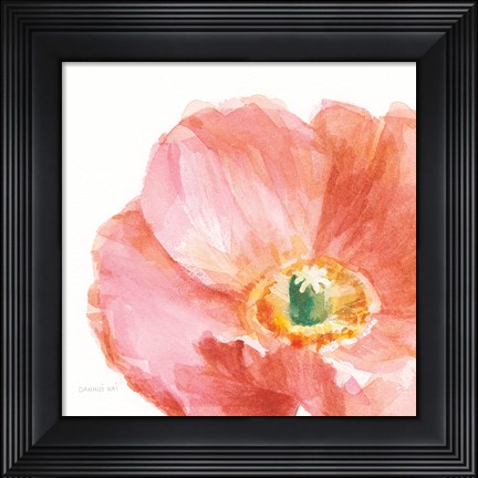 Framed Garden Poppy Flipped on White Crop Print