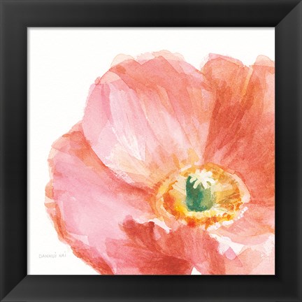 Framed Garden Poppy Flipped on White Crop Print