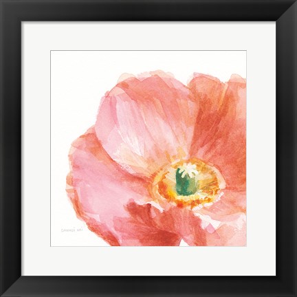 Framed Garden Poppy Flipped on White Crop Print