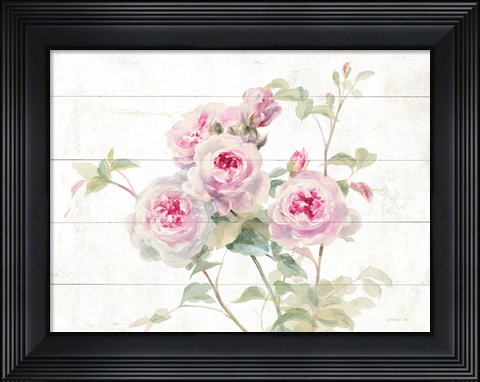 Framed Sweet Roses on Wood Print