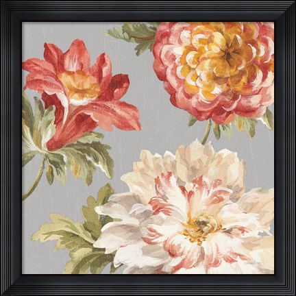 Framed Mixed Floral IV Crop II Gray II Print
