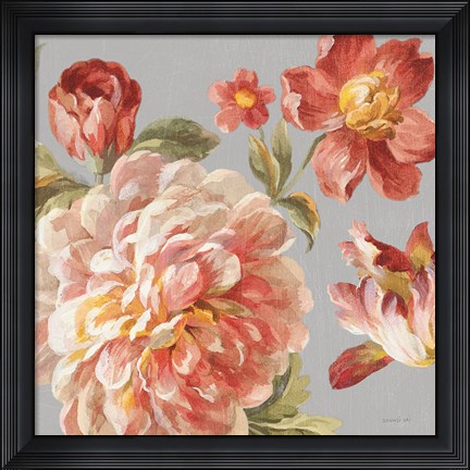 Framed Mixed Floral IV Crop I Gray I Print