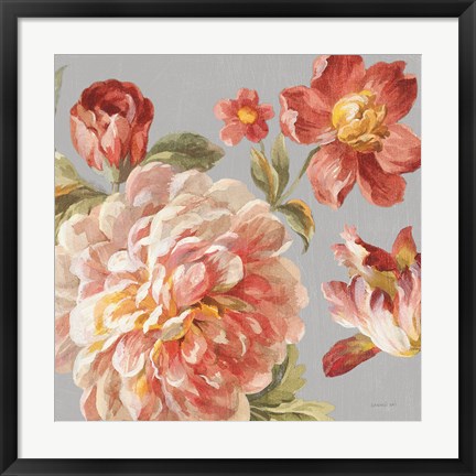 Framed Mixed Floral IV Crop I Gray I Print