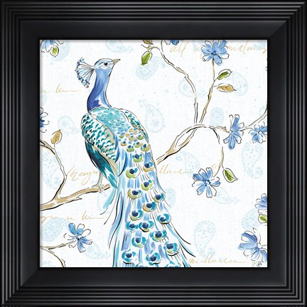 Framed Peacock Allegory III White Print