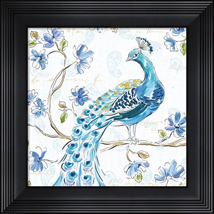 Framed Peacock Allegory IV White Print