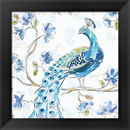 Framed Peacock Allegory IV White Print