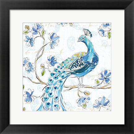 Framed Peacock Allegory IV White Print