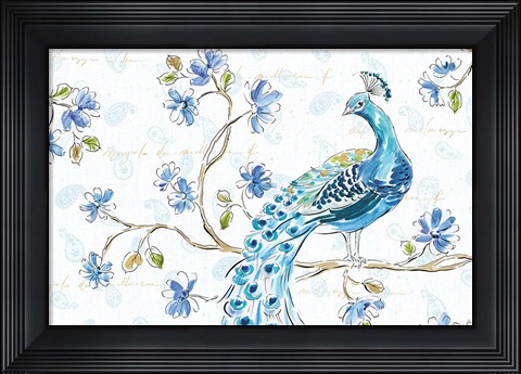 Framed Peacock Allegory II White Print