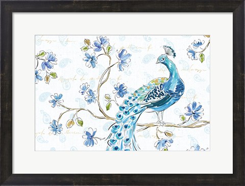 Framed Peacock Allegory II White Print