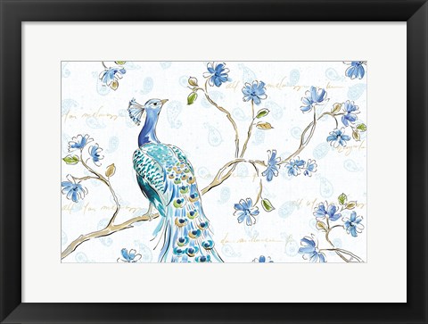 Framed Peacock Allegory I White Print