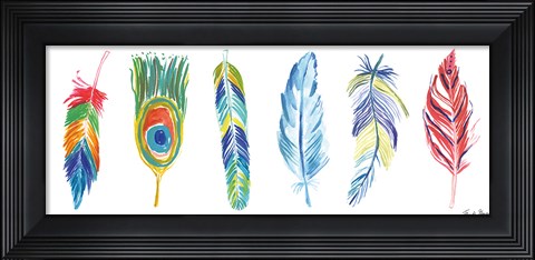 Framed Rainbow Feathers I Print