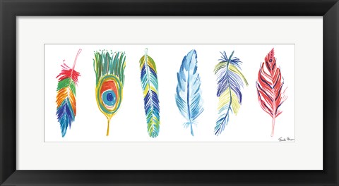 Framed Rainbow Feathers I Print