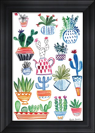 Framed Funky Cacti I Print