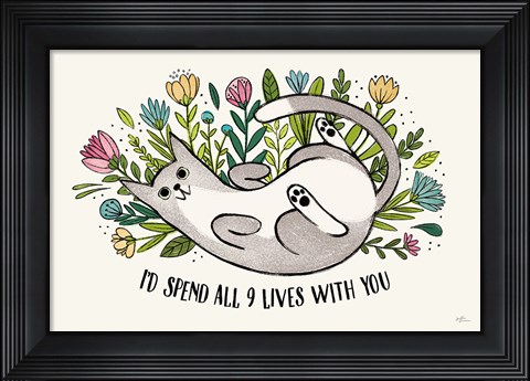 Framed Purrfect Garden I Print