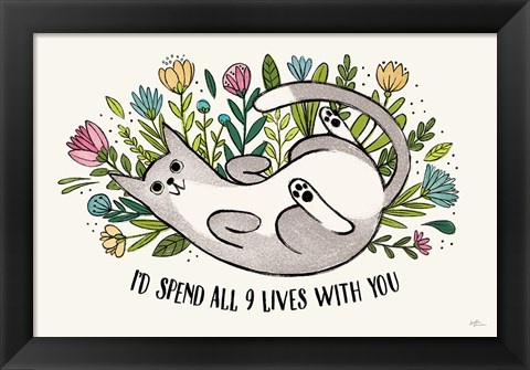 Framed Purrfect Garden I Print