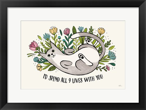 Framed Purrfect Garden I Print