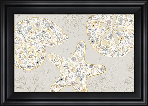 Framed Seaside Blossoms V Neutral Print