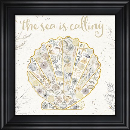 Framed Seaside Blossoms I Neutral Print