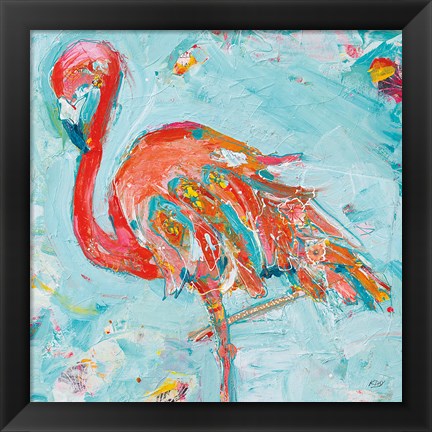 Framed Flamingo Bright Print