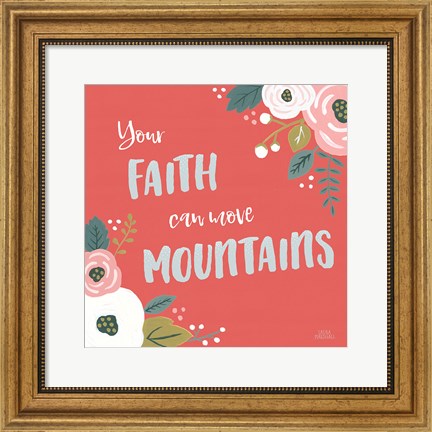 Framed Wildflower Daydreams V Move Mountains Red Print