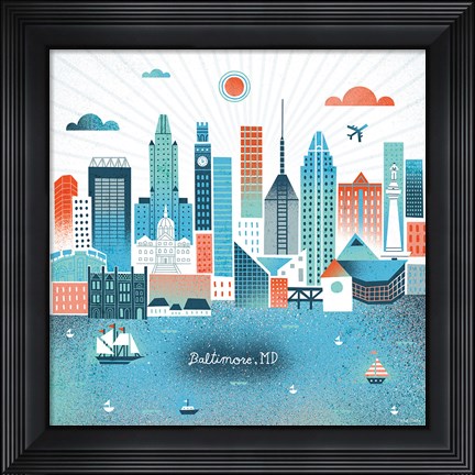 Framed Baltimore Skyline Print