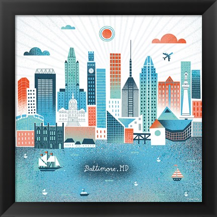Framed Baltimore Skyline Print