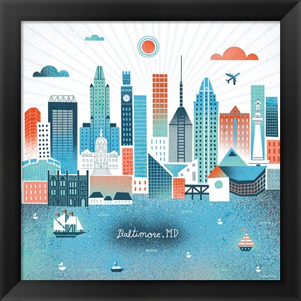 Framed Baltimore Skyline Print