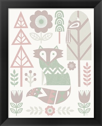 Framed Folk Lodge Fox v2 Hygge Print