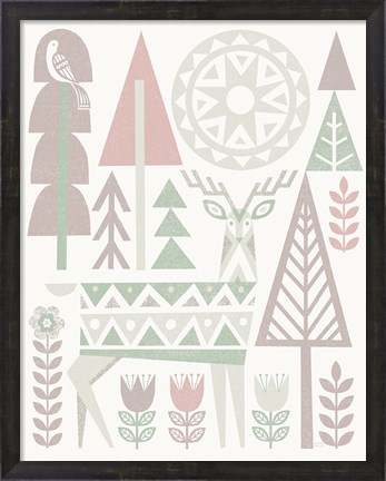 Framed Folk Lodge Deer I Hygge Print