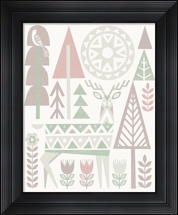 Framed Folk Lodge Deer I Hygge Print