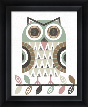 Framed Folk Lodge Owl v2 Hygge Print