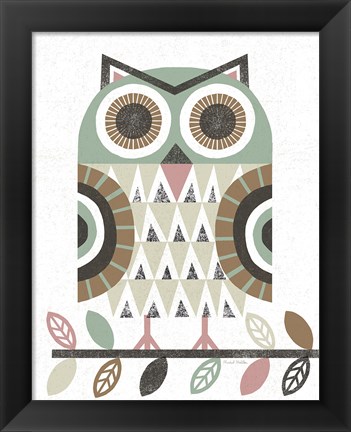 Framed Folk Lodge Owl v2 Hygge Print