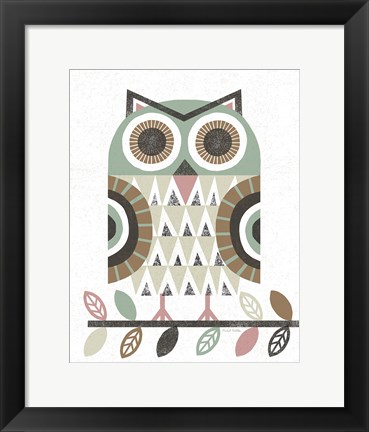 Framed Folk Lodge Owl v2 Hygge Print