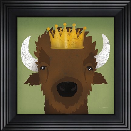 Framed Buffalo III with Crown Print