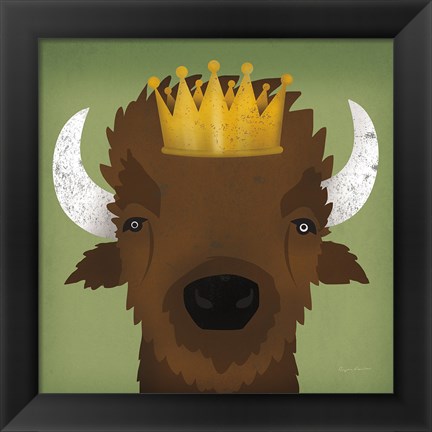 Framed Buffalo III with Crown Print