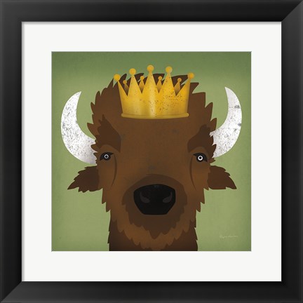 Framed Buffalo III with Crown Print