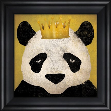 Framed Panda with Crown Print
