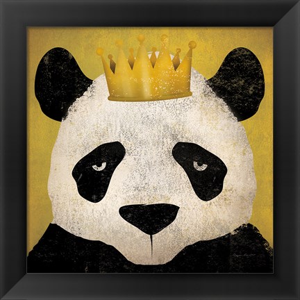 Framed Panda with Crown Print