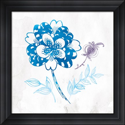 Framed Eastern Boho III Peacock Blue Print
