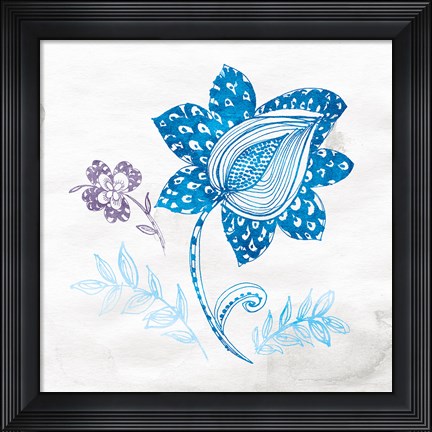 Framed Eastern Boho I Peacock Blue Print