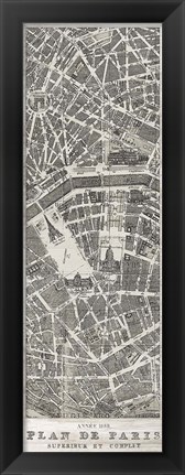 Framed Plan de Paris Panel in Wood Print