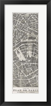 Framed Plan de Paris Panel in Wood Print