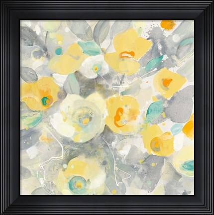 Framed Buttercups II Teal Print