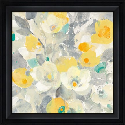 Framed Buttercups I Teal Print