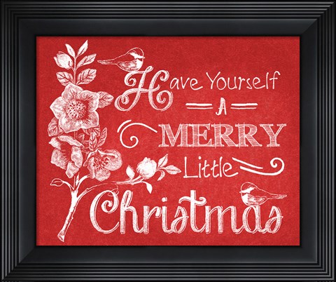 Framed Chalkboard Christmas Sayings V on red Print
