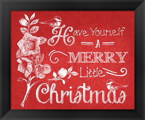 Framed Chalkboard Christmas Sayings V on red Print