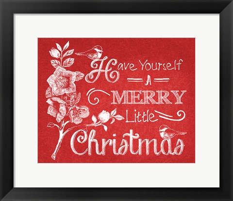 Framed Chalkboard Christmas Sayings V on red Print