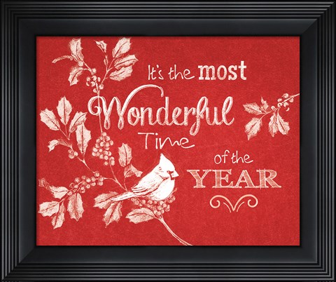 Framed Chalkboard Christmas Sayings VI on red Print