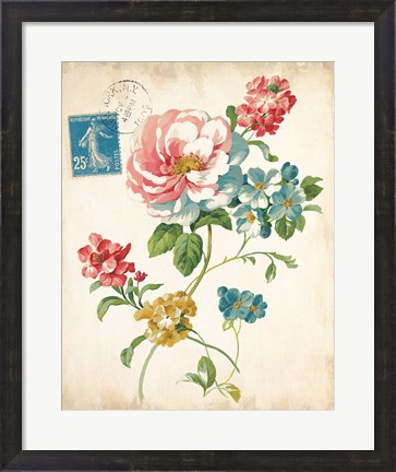 Framed Elegant Floral I Vintage v2 Print