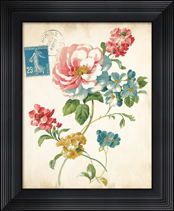 Framed Elegant Floral I Vintage v2 Print